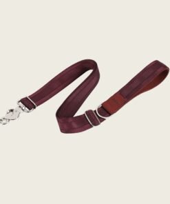 Burgundy Adjustable Short Dog Leash – Durable Nylon, Auto-Locking Clip, Soft Handle