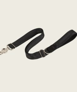 Black Adjustable Short Dog Leash – Durable Nylon, Auto-Locking Clip, Soft Handle