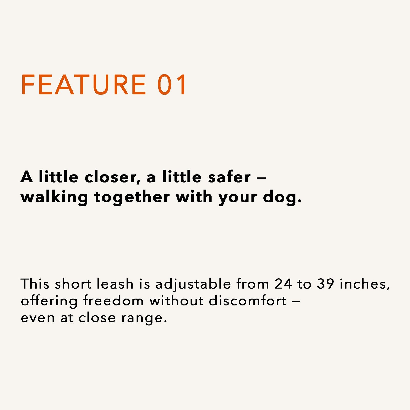 Beige Adjustable Short Dog Leash – Durable Nylon, Auto-Locking Clip, Soft Handle - Image 4